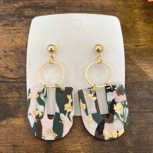 Clay/Gold Metal Earrings
